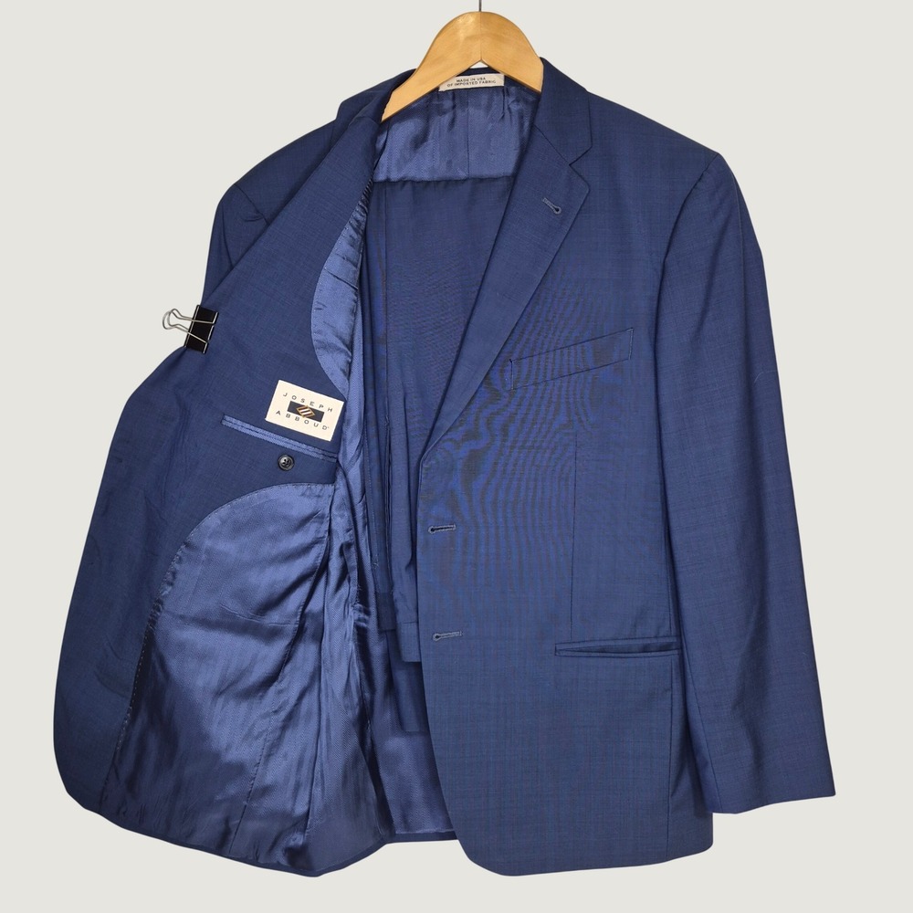 Joseph Abboud Suit Men 42S 36x28 Slim Fit Blue Wool Reda Super 130s Business USA